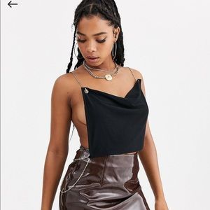 ASOS ZYA Cowl Neck Backless Top With Chain Detail